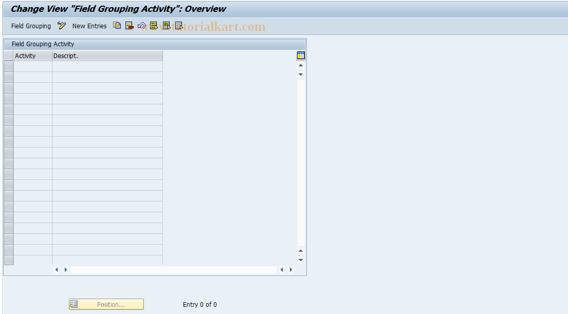 SAP TCode FMME100 - FPC: Field Group per Activitiy