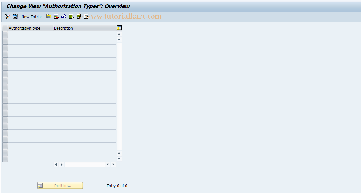 SAP TCode FMME102 - FPC: Authorization Types