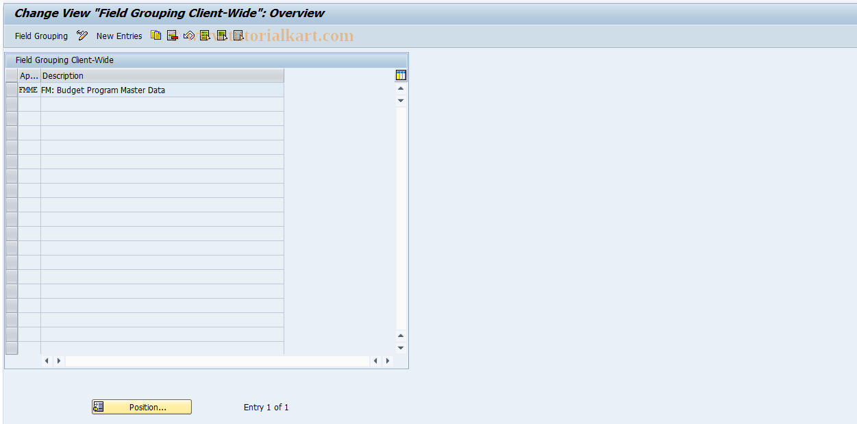 SAP TCode FMME108 - FPC: Client-Wide Field Grouping
