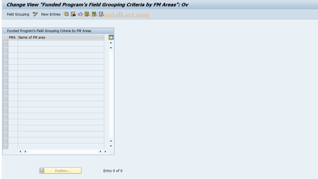 SAP TCode FMME109 - Field Group Criteria by FM Area