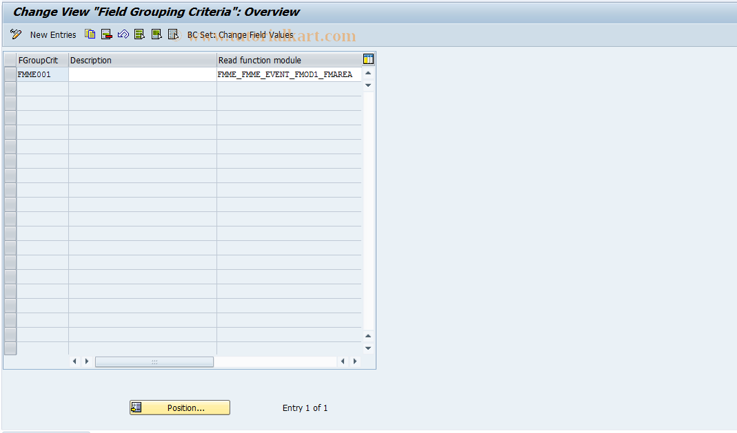 SAP TCode FMME12 - FPC: Field Group Criteria