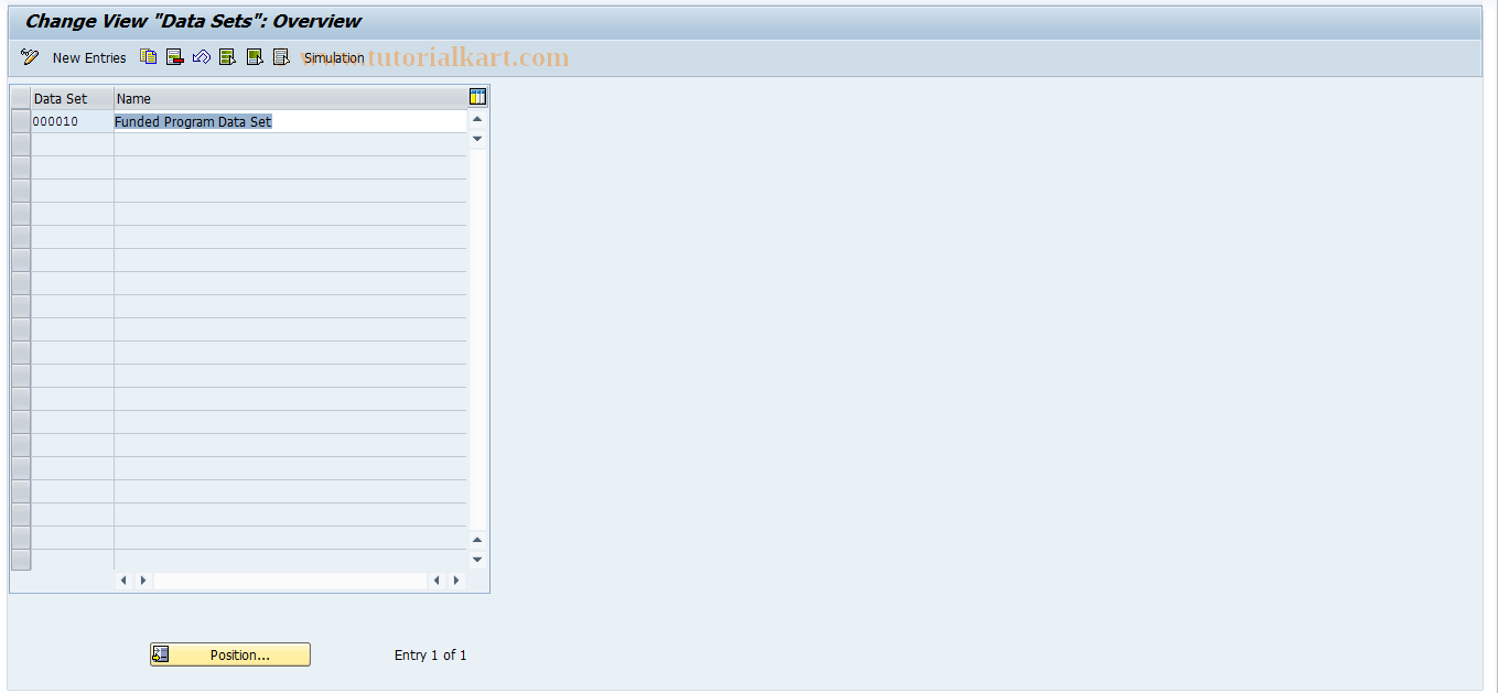 SAP TCode FMME23 - Funded Program Control: Data sets