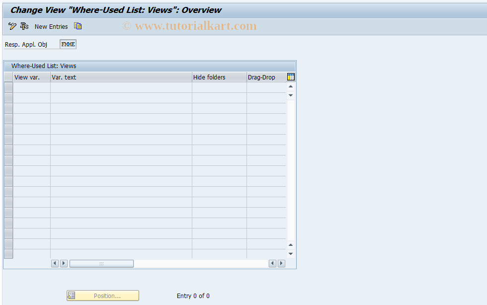 SAP TCode FMME24 - Funded Progr. Where used list define