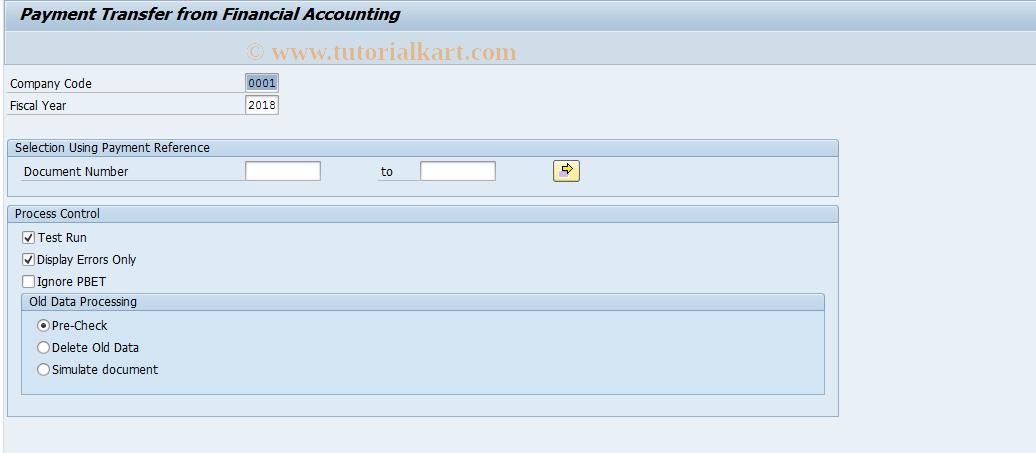 SAP TCode FMN0_PAY - Reconstruction of Payment Docs