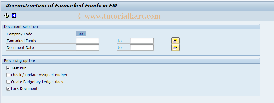 SAP TCode FMN5N - Reconstruction of Earmarked Funds