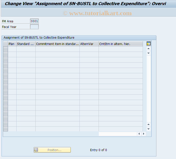 SAP TCode FMNR - Assgt of SN-BUSTL to Collective Expend.