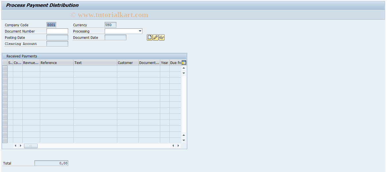 SAP TCode FMPAYD - Process Payment Distribution