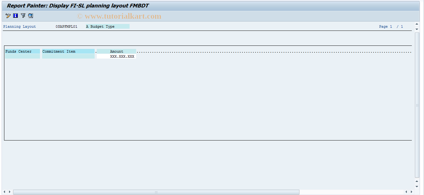 SAP TCode FMPLLD - FI-FM Display Planning Layout