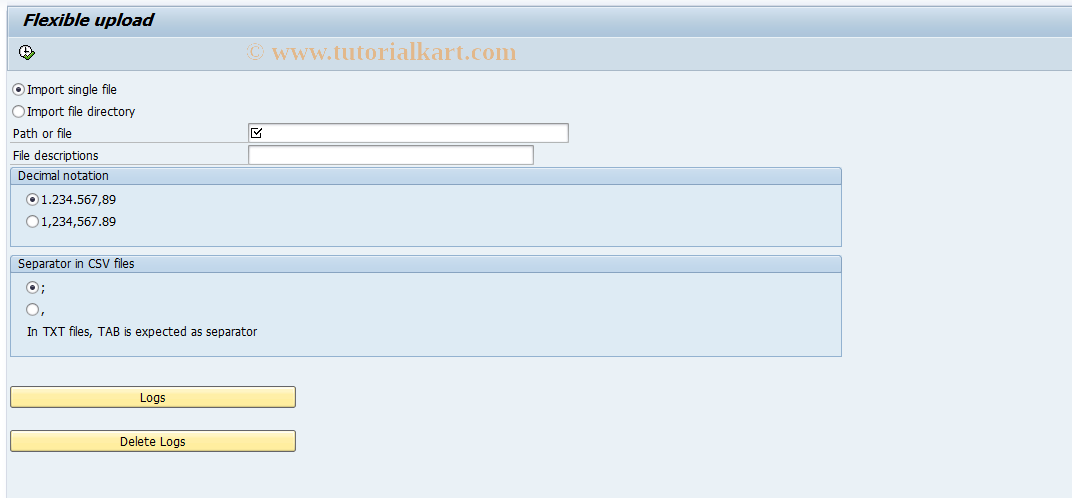 SAP TCode FMPLUP - FI-SL: Excel Upload of Plan Data