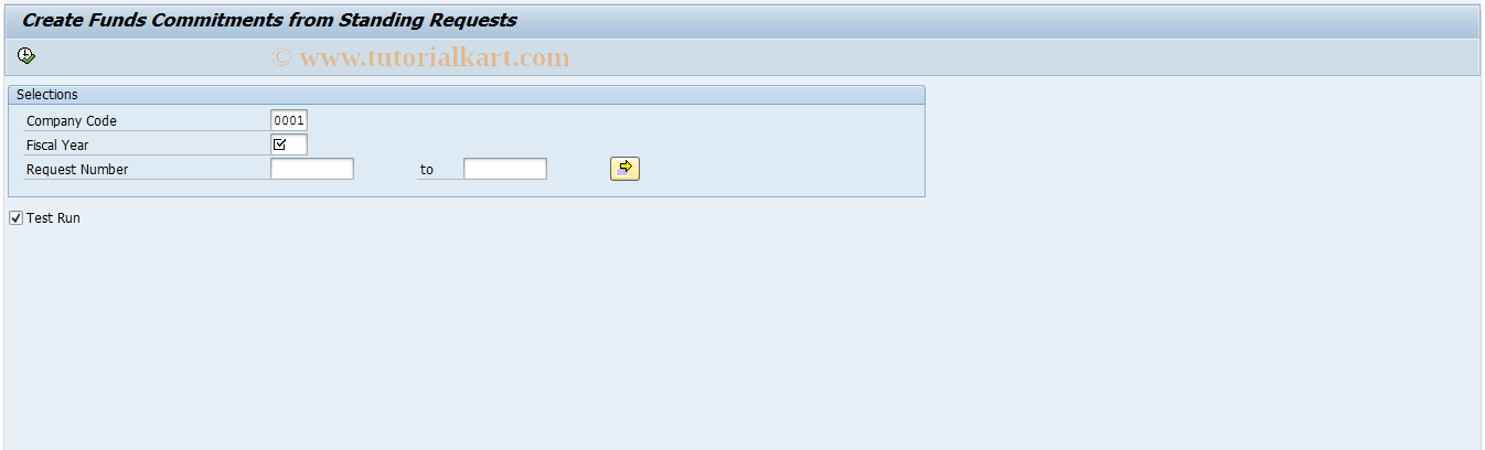 SAP TCode FMPSO002 - Funds Commits.from Standing Rqsts