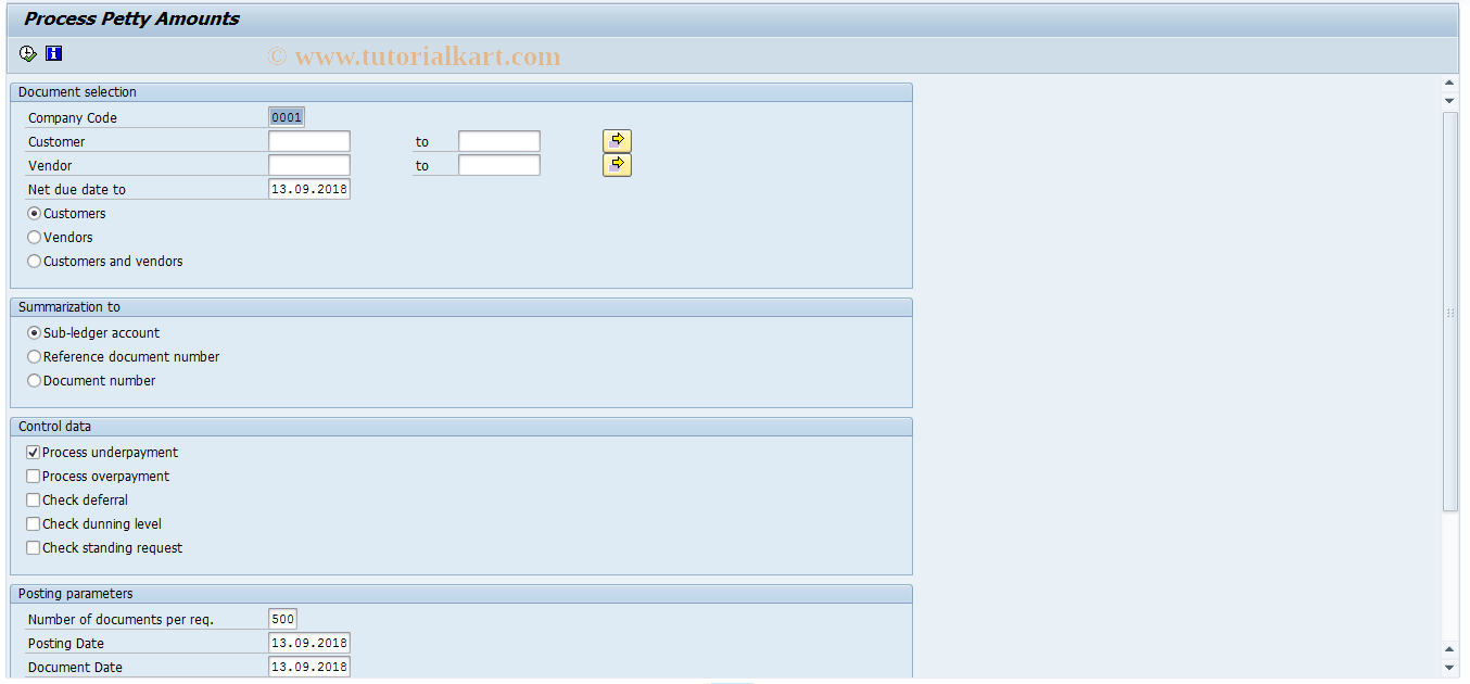 SAP TCode FMPSOSA - Process Petty Amounts