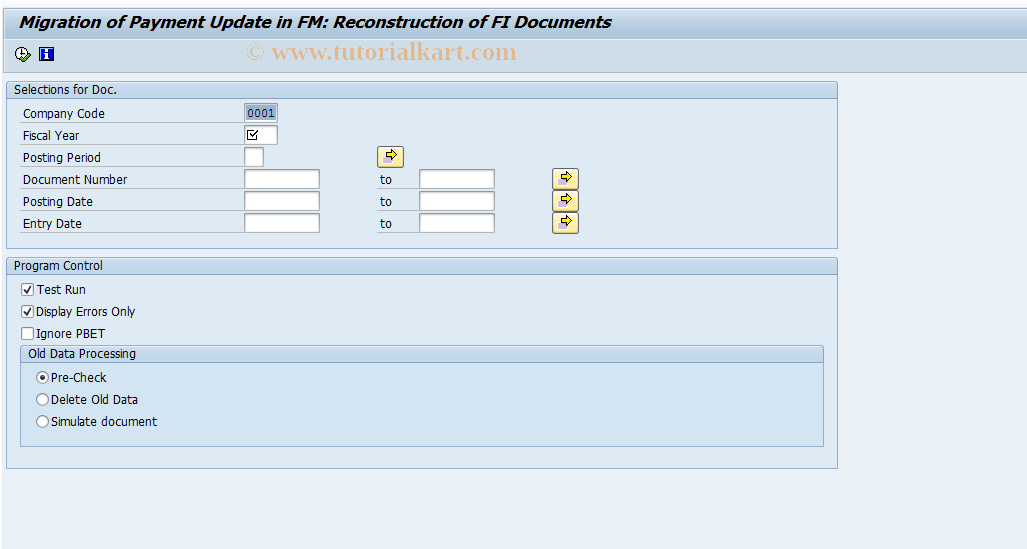 SAP TCode FMPU_R_MIG_ODB_RP - Reconstruct Open Document Bundle