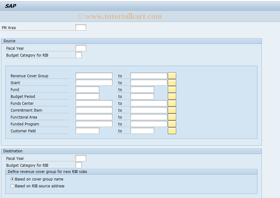 SAP TCode FMRBCPY - Copy RIB Rules