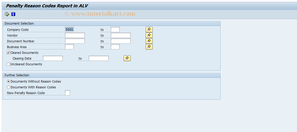 SAP TCode FMRC - Reason codes for penalties (report)