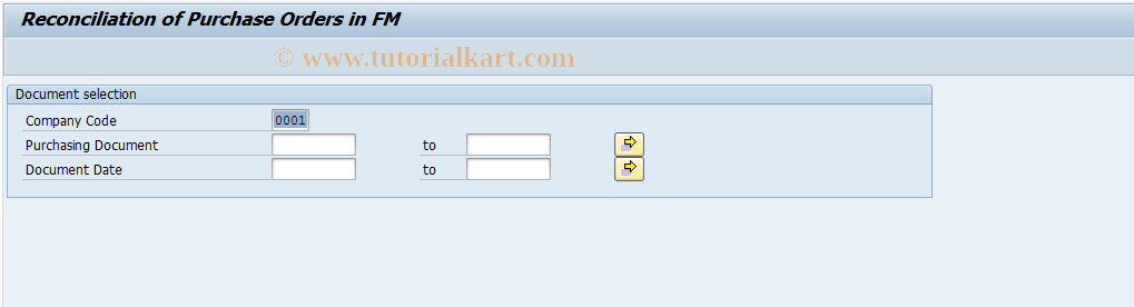 SAP TCode FMRC23 - Reconciliation of Purchase Orders