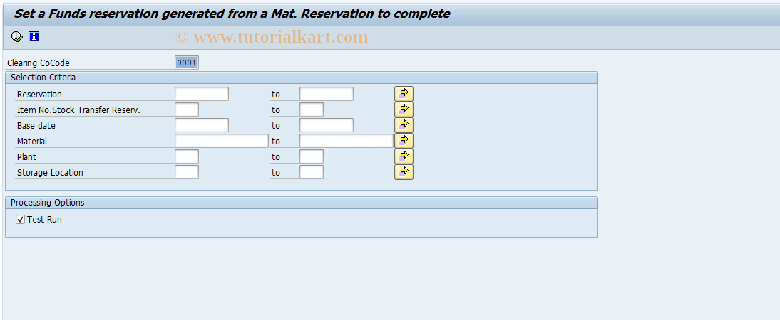 SAP TCode FMRESV_EF_COMP - Earmarked funds set to complete