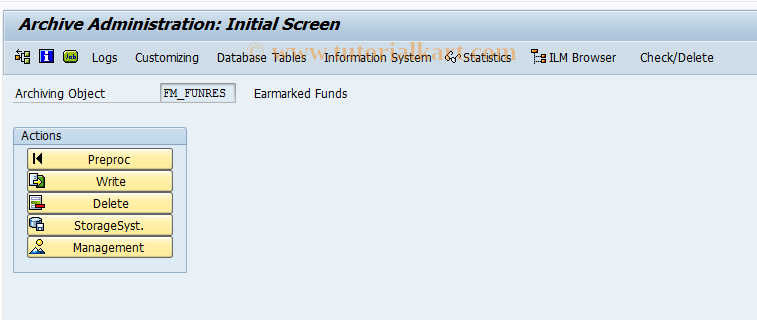 SAP TCode FMRE_ARCH - Archive Earmarked Funds
