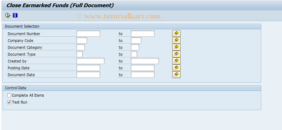 SAP TCode FMRE_KERLK - Close Earmarked Funds