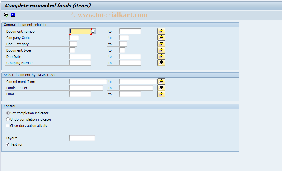 SAP TCode FMRE_SERLK - Close Earmarked Funds