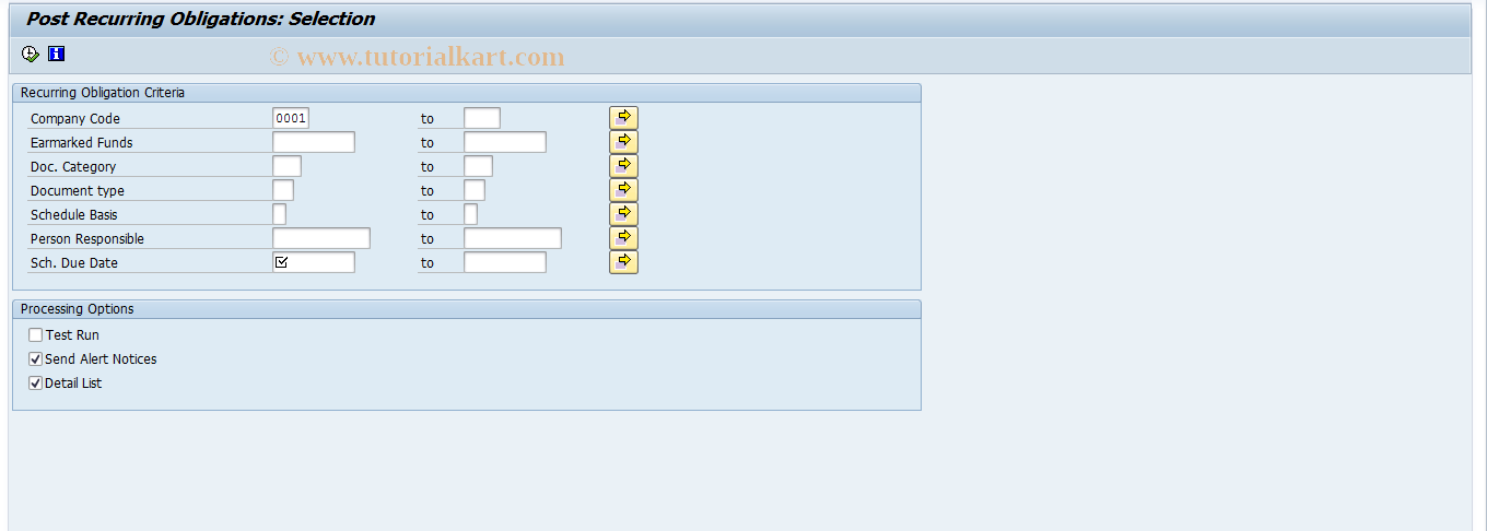 SAP TCode FMROP - Post Recurring Obligations