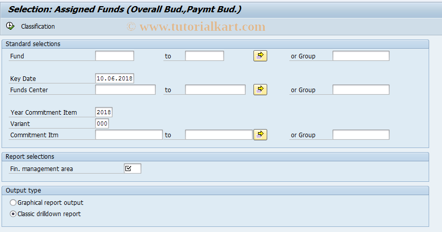 SAP TCode FMRP_3FMB4005 - Assigned Funds (Overall Budget)