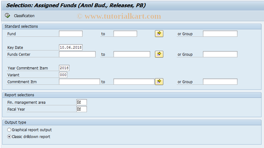 SAP TCode FMRP_3FMB4006 - Assigned Fds (Releases, Annual Bdgt)
