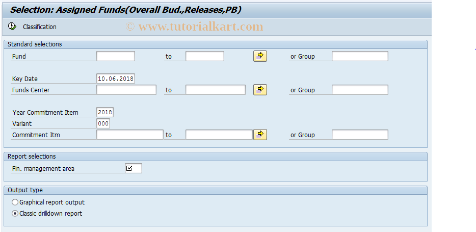 SAP TCode FMRP_3FMB4007 - Assigned Fds (Releases, Overall Bdgt)