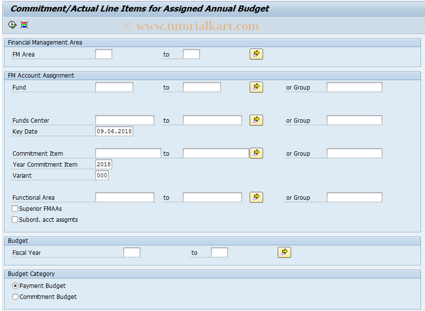 SAP TCode FMRP_RFFMAV01X - Annual Budget