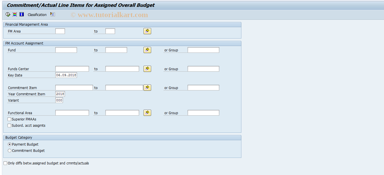 SAP TCode FMRP_RFFMAV02X - Overall Budget