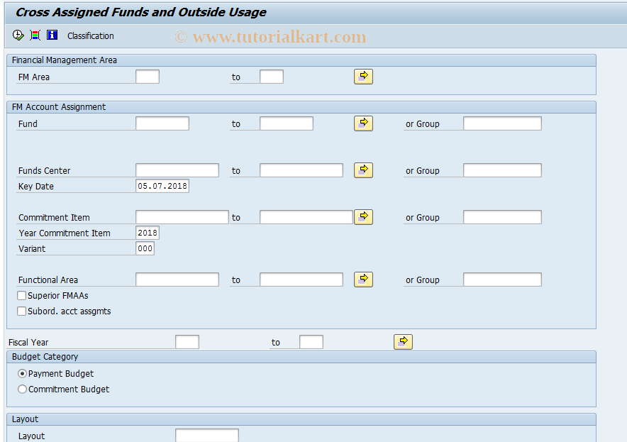 SAP TCode FMRP_RFFMAV05X - Cross Assignments and Outside Usages