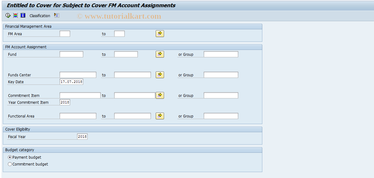 SAP TCode FMRP_RFFMCE22 - Entry to Cvr to Subj. to Cvr FMAA