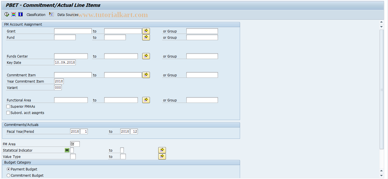 SAP TCode FMRP_RFFMEP2AX - PBOF - Commts/Actuals Line Items