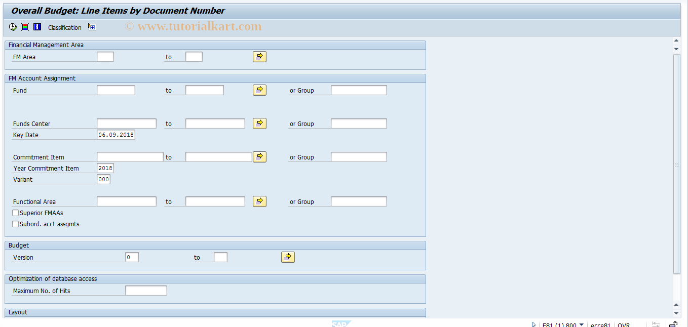 SAP TCode FMRP_RFFMEP2BX - Overall Budget