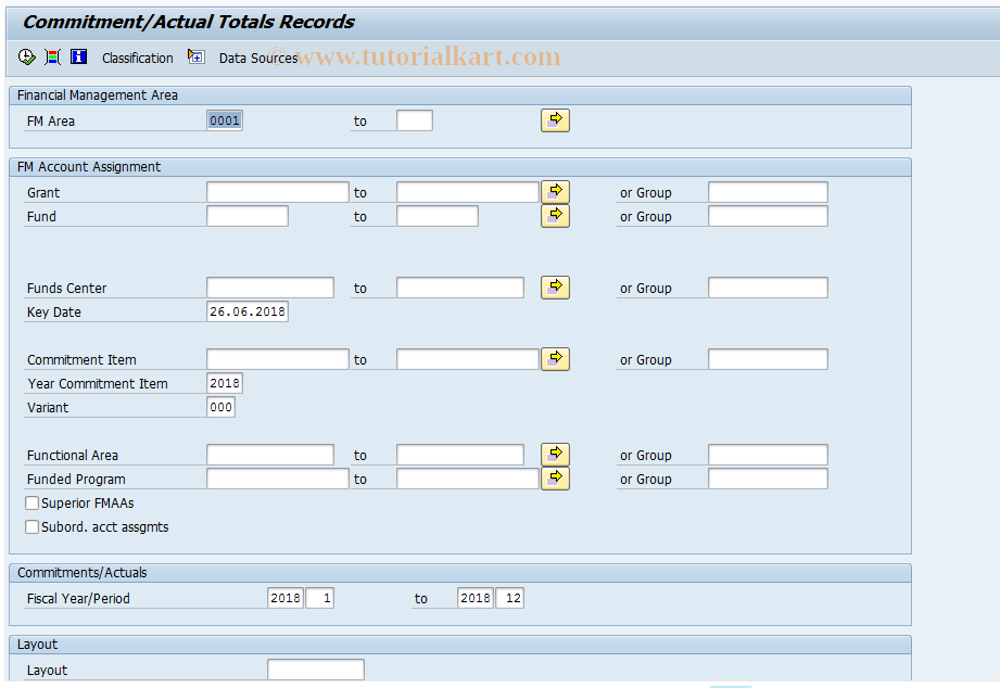 SAP TCode FMRP_RFFMTO10X - Commitment/Actual Totals Records