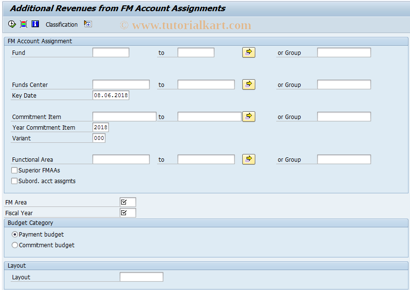 SAP TCode FMRP_RFFMTO20X - Additional Revenues