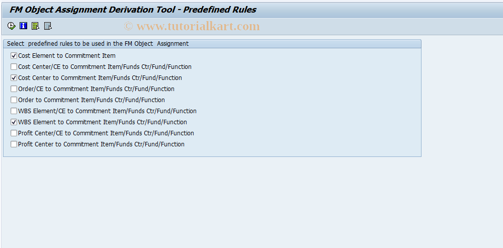 SAP TCode FMRULES - FM Objects: Predefined Rules