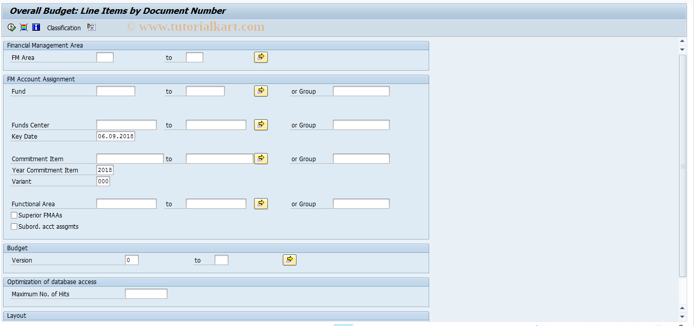 SAP TCode FMRZ - Overall Budget