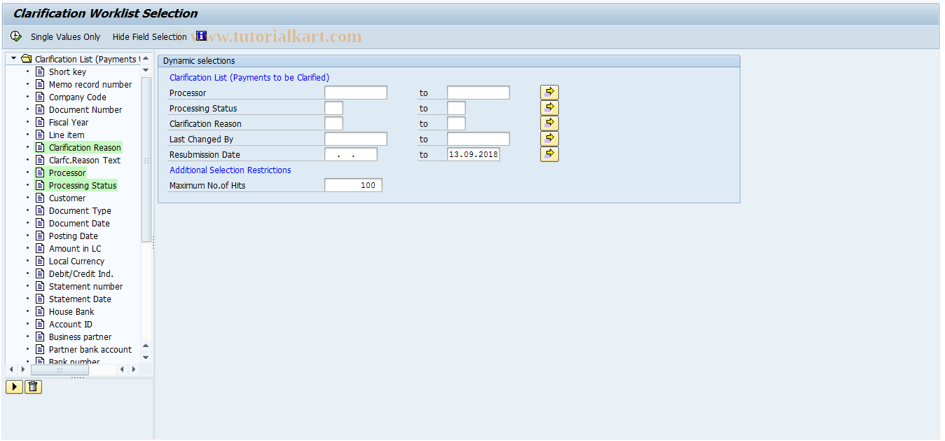 SAP TCode FMSHERLOCK - Processing Clarification Cases