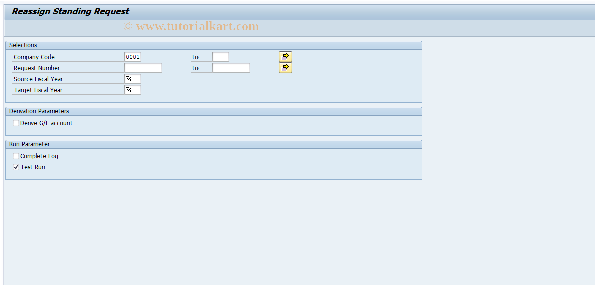 SAP TCode FMSRCICHNG - Reassign Standing Request