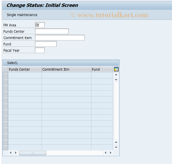 SAP TCode FMSU - Change Status Assignment