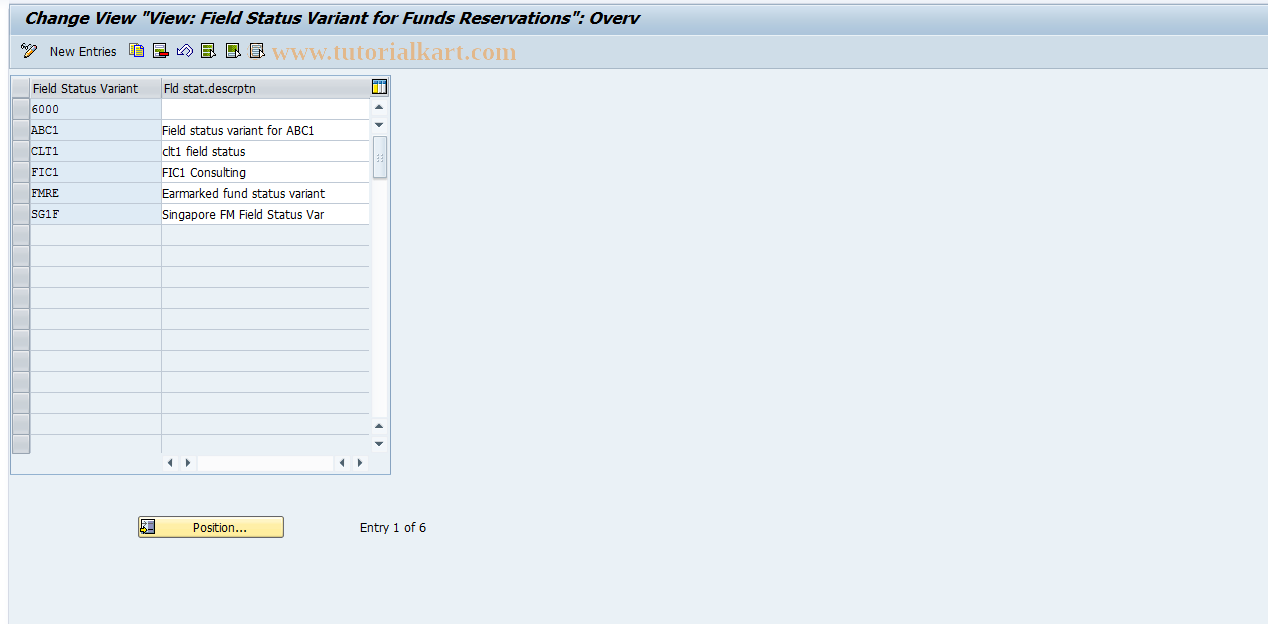 SAP TCode FMU3 - Maintain Funds Resvtn Field Variants