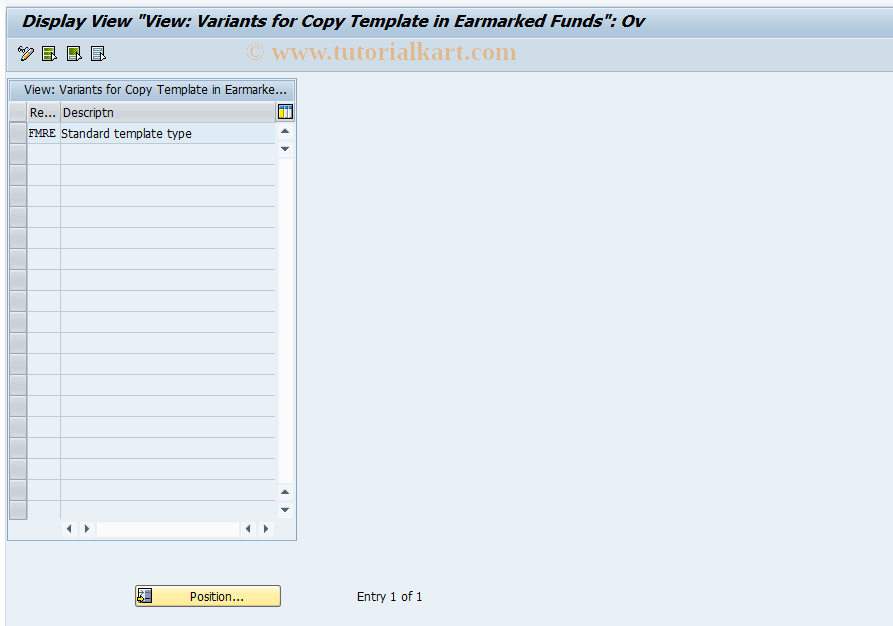 SAP TCode FMU8 - Display Template Type for Fds Resvtn