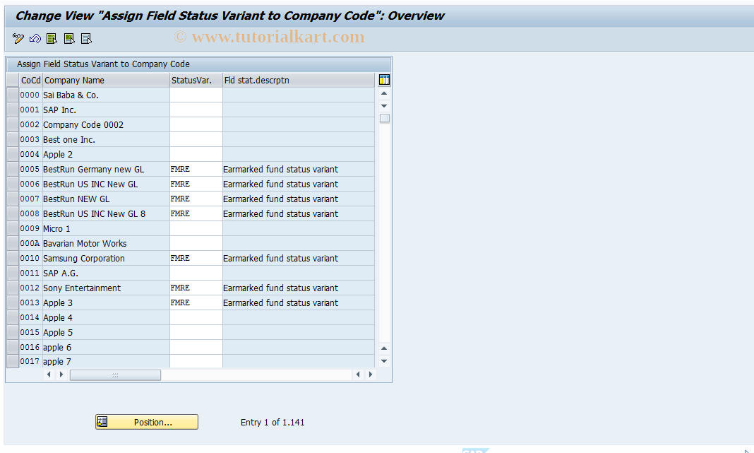 SAP TCode FMUV - Funds Resvtn Field Status Variant Asst