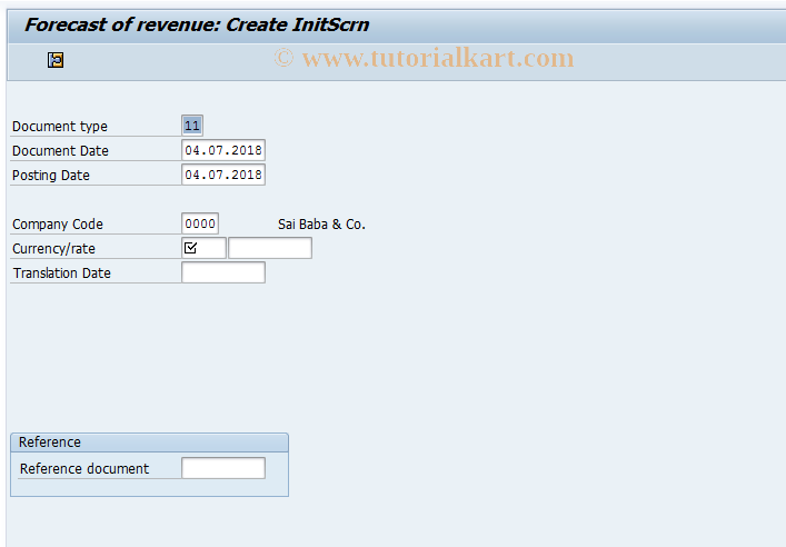 SAP TCode FMV1 - Create Forecast of Revenue