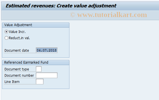 SAP TCode FMVPM1 - Create Forecast of Rev. Value Adjmt.