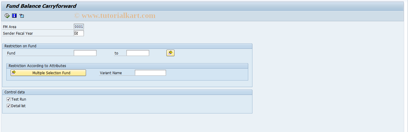 SAP TCode FMVT - Fund Balance Carryforward