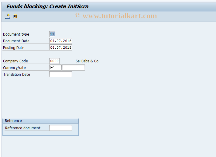 SAP TCode FMW1 - Create Funds Block