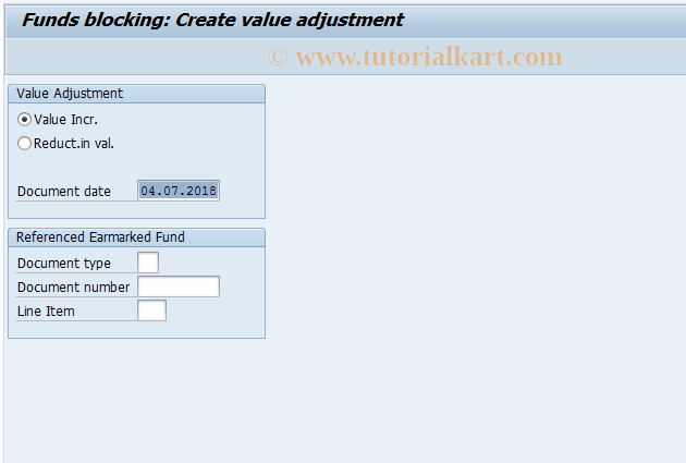 SAP TCode FMWPM1 - Create Fund Block for Value Adjustmt