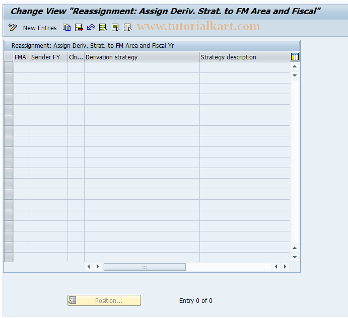 SAP TCode FMYC_ASSIGN - Assign Derivation Strategy