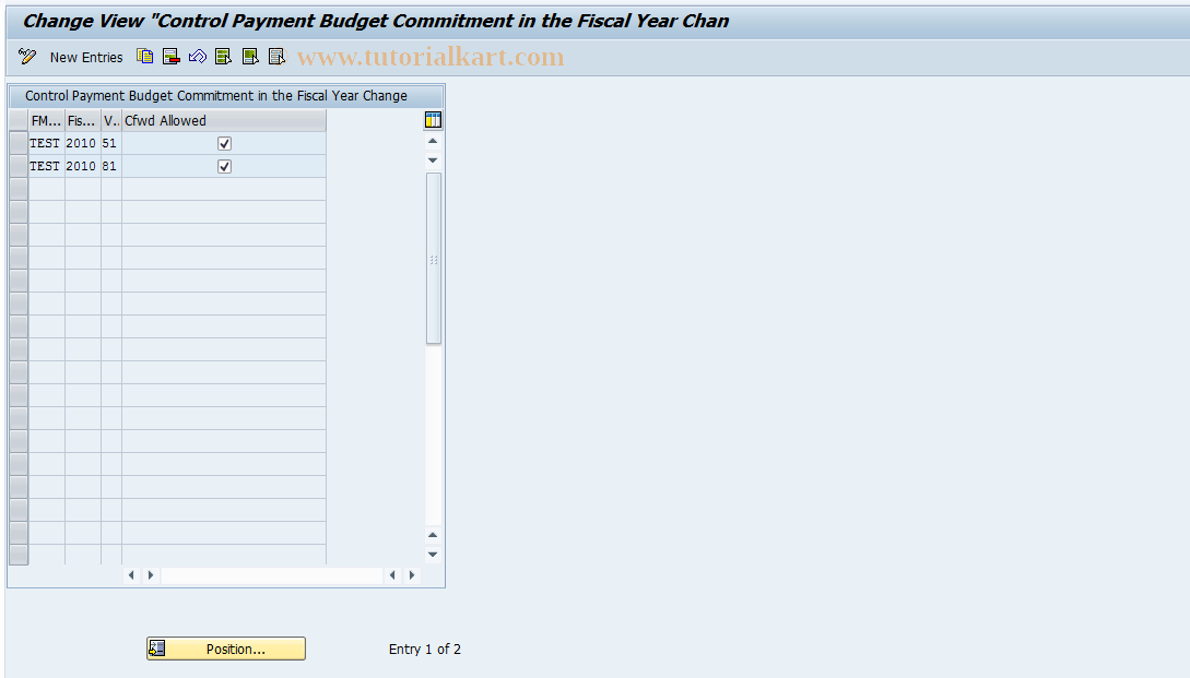 SAP TCode FMYC_CFCPAY - FM Closing Operations: Cmmt (PB)